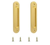 MOROBOR Oval Recessed Sliding Door Pulls, 2pcs Brushed Gold Flush Pull Aluminum Alloy Closet Door Finger Pulls with Mounting Screws for Sliding Barn Door