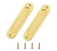 MOROBOR Oval Recessed Sliding Door Pulls, 2pcs Brushed Gold Flush Pull Aluminum Alloy Closet Door Finger Pulls with Mounting Screws for Sliding Barn Door/15cm