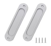 MOROBOR Oval Recessed Sliding Door Pulls, 2pcs Silver Flush Pull Aluminum Alloy Closet Door Finger Pulls with Mounting Screws for Sliding Barn Door(150mm)