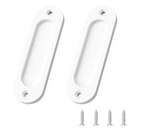 MOROBOR Oval Recessed Sliding Door Pulls, 2pcs White Flush Pull Aluminum Alloy Closet Door Finger Pulls with Mounting Screws for Sliding Barn Door(100mm)