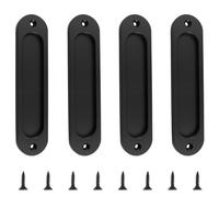 MOROBOR Oval Recessed Sliding Door Pulls, 4 Pcs Matte Black Flush Pull Aluminum Alloy Closet Door Finger Pulls Hardware with Mounting Screws for Sliding Barn Pocket Door