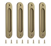 MOROBOR Oval Recessed Sliding Door Pulls, 4pcs Bronze Gold Flush Handles Aluminum Alloy Closet Door Finger Pull with Mounting Screws for Sliding Barn Doors(180mm)