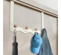 MOROBOR Over The Door Hooks, 1 Pack Door Hanger Hooks for Hanging Towel Rack Decorative Coat Racks with 4 Hooks Thickened Solid Iron Hook for Bathroom Living Room Bedroom Entryway/White