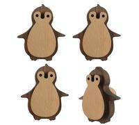 MOROBOR Penguins Shaped Wooden Knobs, 4pcs Unique Decorative Furniture Knobs Single Hole Pull with Screws for Kids Room Nursery Bedroom Decor