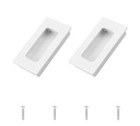 MOROBOR Recessed Finger Flush Pulls, 2pcs Warm White Rectangular Aluminum Handle Embedded Flush Sliding Door Pull for Cabinet Wardrobe Drawer