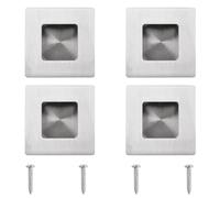 MOROBOR Recessed Finger Flush Pulls, 4pcs Square Side Hole Flush Handle Stainless Steel Embedded Sliding Closet Door Handles for Drawer Cupboard Wardrobe/Brushed Silver, 50mm