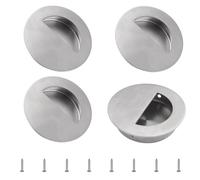 MOROBOR Recessed Finger Pull, 4 Pack Round Concealed Closet Finger Pulls Flush Door Handle Invisible Side Hole Cabinet Handles for Sliding Barn Door Cabinet Drawer Cupboard Wardrobe/60mm
