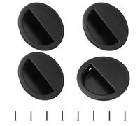 MOROBOR Recessed Finger Pull, 4 Pack Round Concealed Closet Finger Pulls Flush Door Handle Invisible Side Hole Cabinet Handles for Sliding Barn Door Drawer Cupboard Wardrobe/50mm, Black