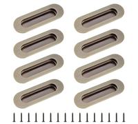 MOROBOR Recessed Flush Handle, 8Pcs Oval Embedded Door Handle Stainless Steel Finger Flush Pull with Hidden Screws for Pocket Sliding Doors Closet Drawer Cupboard Wardrobe
