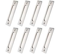 MOROBOR Rectangual Recessed Sliding Door Pulls, 8pcs Brushed Steel Finger Pull Aluminum Alloy Closet Flush Pulls with Mounting Screws for Sliding Barn Door/180mm