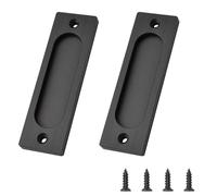 MOROBOR Rectangular Recessed Sliding Door Pulls, 2pcs Black Flush Pull Aluminum Alloy Closet Door Finger Pulls with Mounting Screws for Sliding Barn Door(100mm)