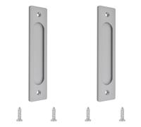 MOROBOR Rectangular Recessed Sliding Door Pulls, 2pcs Matte Gray Flush Pull Aluminum Alloy Closet Door Finger Pulls with Mounting Screws for Sliding Barn Door