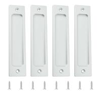 MOROBOR Rectangular Recessed Sliding Door Pulls, 4 Pcs Silver Flush Pull Aluminum Alloy Closet Door Finger Pulls Hardware with Mounting Screws for Sliding Barn Pocket Door