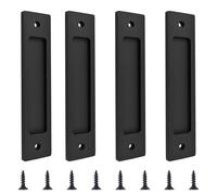 MOROBOR Rectangular Recessed Sliding Door Pulls, 4pcs Black Flush Pull Aluminum Alloy Closet Doors Finger Pulls with Mounting Screws for Sliding Barn Door(180mm)