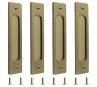 MOROBOR Rectangular Recessed Sliding Door Pulls, 4pcs Bronze Gold Flush Pull Aluminum Alloy Closet Doors Finger Handles with Mounting Screws for Sliding Barn Door(180mm)