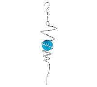 MOROBOR Rotating Wind Chimes, Stainless Steel Chime Rotating Suspended Crystal Spiral Wind Ball,Spiral Tail Hanging Swivel Hook,MotorCrystal Ball Indoor Outdoor Decoration,11"/Blue