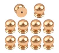 MOROBOR Round Adhesive Cabinet Knobs, 10pcs Self-Stick Instant Cabinet Handle Pulls Aluminium Alloy Stick On Handle with Mounting Screws for Glass Cabinet Cupboard Drawer(Brushed Gold)