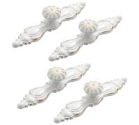 MOROBOR Round Cabinet Knobs with Backplate, 4pcs European Style Cabinet Handles White & Gold Edge Vintage Drawer Pull Handle for Dresser Vanity Nightstand Cupboard with Mounting Screws