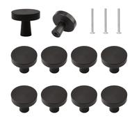 MOROBOR Round Dresser Drawer Knobs, 10PCS Matte Black Kitchen Cabinet Knobs Single Hole Drawer Knobs with Mounting Screws for Cupboard Closet Drawer Door