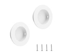 MOROBOR Round Finger Pull, 2 Pack White Flush Pulls Recessed Handles Stainless Steel Invisible Door Handle for Sliding Barn Drawer Cupboard Wardrobe/50mm
