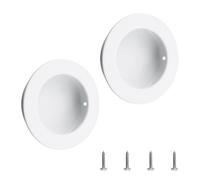 MOROBOR Round Finger Pull, 2 Pcs Flush Pulls Recessed Handles Invisible Stainless Steel Door Handle for Sliding Barn Doors Drawer Cupboard Wardrobe/White,60mm