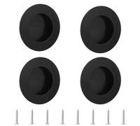 MOROBOR Round Finger Pull, 4 Pcs Black Flush Pulls Recessed Handles Stainless Steel Invisible Door Handle for Sliding Barn Drawer Cupboard Wardrobe/65mm