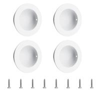 MOROBOR Round Finger Pull, 4 Pcs Flush Pulls Recessed Handles Invisible Stainless Steel Door Handle for Sliding Barn Drawer Cupboard Wardrobe/White,60mm