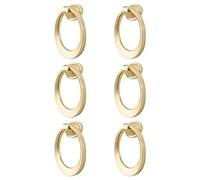 MOROBOR Round Pull Swing Ring, 6pcs Cabinet Drawer Ring Handles Solid Brass Pulls Zinc Alloy Drop Dresser Wardrobe Cupboard Kitchen Cabinet Door Pendant Handles Knobs(Brushed Gold)