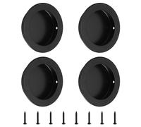 MOROBOR Round Recessed Finger Flush Pulls, 4pcs 70mm Black Stainless Steels Invisible Door Handle for Barn Gates Garages Sheds Sliding Doors