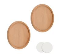 MOROBOR Round Self-Stick Sliding Door Handle, 2 Pack Closet Door Finger Pulls Beech Wood Invisible Handles for Drawer Cupboard Wardrobe