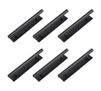 MOROBOR Self-Adhesive Long Handles, 4pcs Black Plastic Convenient Opening Stick-on Handles with Plate for Kitchen Cabinet Window Sliding Closet Door