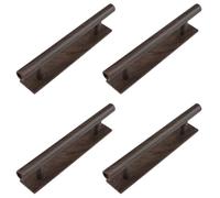 MOROBOR Self-Adhesive Long Handles, 4pcs Darkwood Plastic Convenient Opening Stick-on Handles with Plate for Kitchen Cabinet Window Sliding Closet Door
