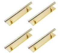 MOROBOR Self-Adhesive Long Handles,4pcs Gold Plastic Convenient Opening Stick-on Handles with Plate for Kitchen Cabinet Window Sliding Closet Door