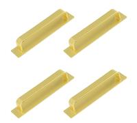 MOROBOR Self-Adhesive Long Handles, 4pcs Gold Plastic Convenient Opening Stick-on Handles with Plate for Kitchen Cabinet Window Sliding Closet Door/U Style
