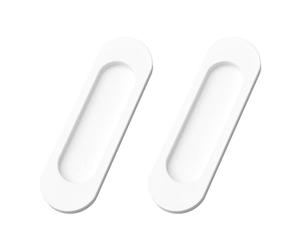 MOROBOR Self-Stick Oval Sliding Door Pulls, 2pcs Aluminum Alloy Hidden Recessed Pull Handle for Sliding Barn Door, Closet,Cabinet,Drawers (White, 100mm)