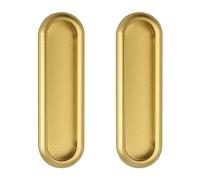 MOROBOR Self-Stick Oval Sliding Door Pulls, 2pcs Gold Aluminum Alloy Flush Pull Punch-Free Handle for Sliding Barn Door Windows Cabinets
