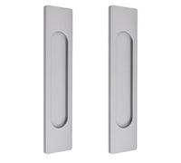 MOROBOR Self-Stick Oval Sliding Door Pulls, 2pcs Matte Gray Aluminum Alloy Flush Pull Punch-Free Handle for Sliding Barn Door Windows Cabinets