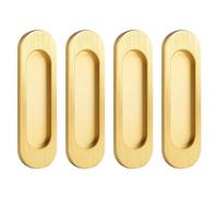 MOROBOR Self-Stick Oval Sliding Door Pulls, 4pcs Aluminum Alloy Flush Pull Punch-Free Handle for Sliding Barn Doors Windows Cabinets (Brushed Gold, 100mm)