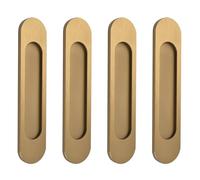 MOROBOR Self-Stick Oval Sliding Door Pulls, 4pcs Aluminum Alloy Hidden Recessed Pull Punch-Free Handle for Sliding Barn Door Closet Cabinet Drawer Wardrobe (Bronze Gold, 180mm)