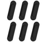 MOROBOR Self-Stick Oval Sliding Door Pulls, 6pcs Aluminum Alloy Flush Pull Punch-Free Handle Closet Door Handles for Sliding Barn Door Windows Cabinets (Matte Black, 100mm)