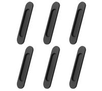 MOROBOR Self-Stick Oval Sliding Door Pulls, 6pcs Aluminum Alloy Hidden Recessed Pull Punch-Free Handle for Sliding Barn Door Closet Cabinet Drawer Wardrobe (Matte Black, 180mm)