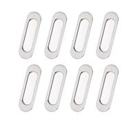 MOROBOR Self-Stick Oval Sliding Door Pulls, 8pcs Aluminum Alloy Hidden Recessed Pull Handle for Sliding Barn Door, Closet,Cabinet,Drawers (Brushed Steel, 100mm)