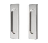 MOROBOR Self-Stick Rectangular Sliding Door Pulls, 2pcs Aluminum Alloy Flush Pull Punch-Free Handle for Sliding Barn Door Windows Cabinets (Brushed Steel,100mm)