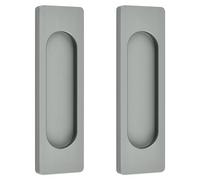 MOROBOR Self-Stick Rectangular Sliding Door Pulls, 2pcs Aluminum Alloy Flush Pull Punch-Free Handle for Sliding Barn Door Windows Cabinets (Matte Grey,100mm)