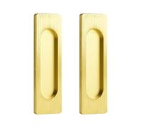 MOROBOR Self-Stick Rectangular Sliding Door Pulls, 2pcs Aluminum Alloy Flush Pull Punch-Free Handle for Sliding Barn Door Windows Cabinets (Brushed Gold,100mm)