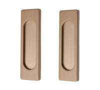 MOROBOR Self-Stick Rectangular Sliding Door Pulls, 2pcs Aluminum Alloy Flush Pull Punch-Free Handle for Sliding Barn Door Windows Cabinets (Bronze Gold,100mm)