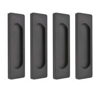 MOROBOR Self-Stick Rectangular Sliding Door Pulls, 4pcs Aluminum Alloy Flush Pull Punch-Free Handle for Sliding Barn Door Windows Wardrobes Cabinets (Matte Black, 100mm)