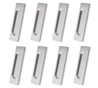 MOROBOR Self-Stick Rectangular Sliding Door Pulls, 8pcs Aluminum Alloy Flush Pull Punch-Free Handle Closet Door Handles for Sliding Barn Door Windows Cabinets Wardrobes (Brushed Steel,100mm)
