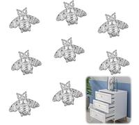 MOROBOR Silver Bee Drawer Knobs, 8PCS Metal Zinc Alloy Single Hole Knobs Decorative Bee Knobs Creative Furniture Handle with Screws for Cabinet Wardrobe Drawer Dresser