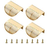 MOROBOR Solid Brass Cabinet Handles, 4pcs Leaf Shaped Cabinet Pulls, Decorative Furniture Handles with Mounting Screws for Cupboard Cabinet Wardrobe Drawer